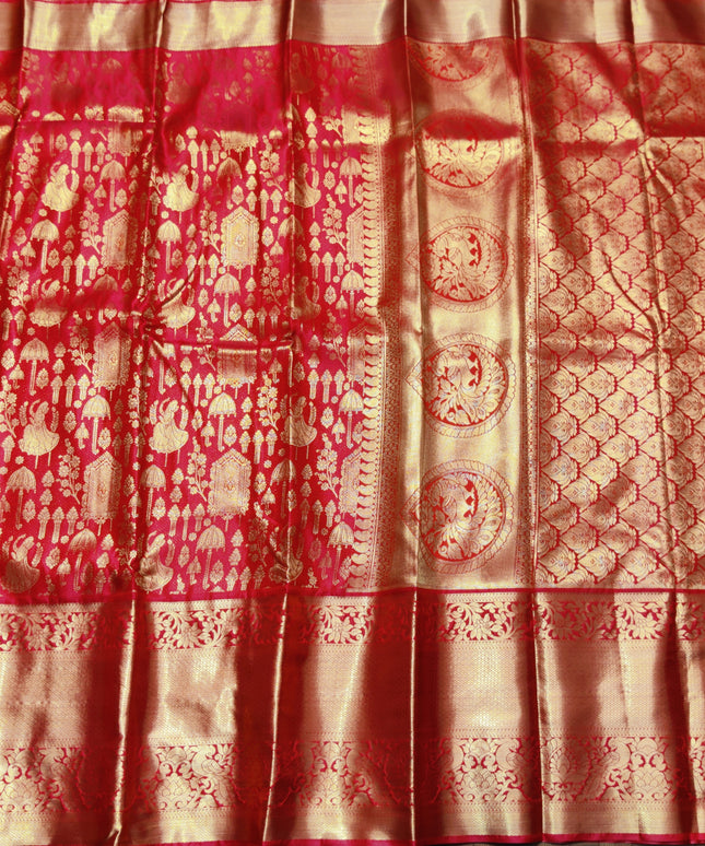 Kanchi pattu Semi Red Saree -KS50