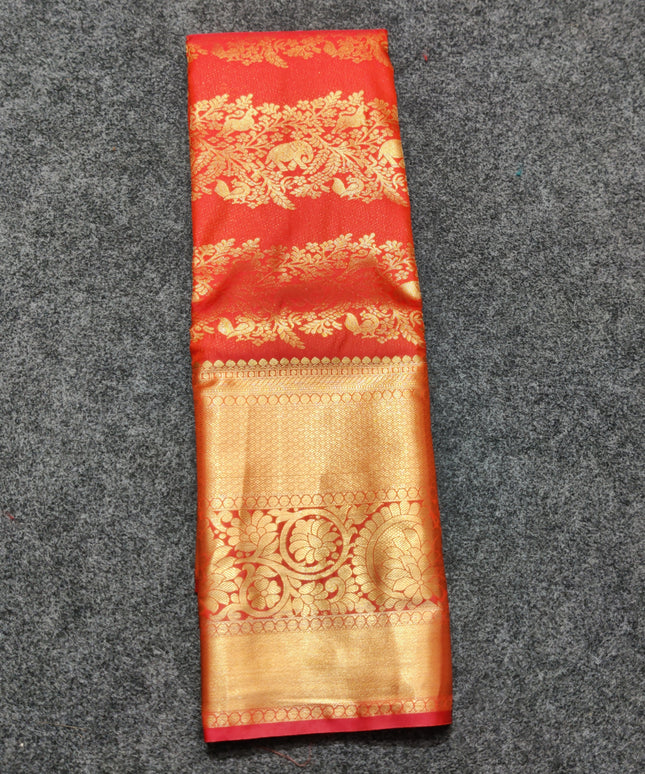 Kanchi pattu Semi Red Saree -KS53