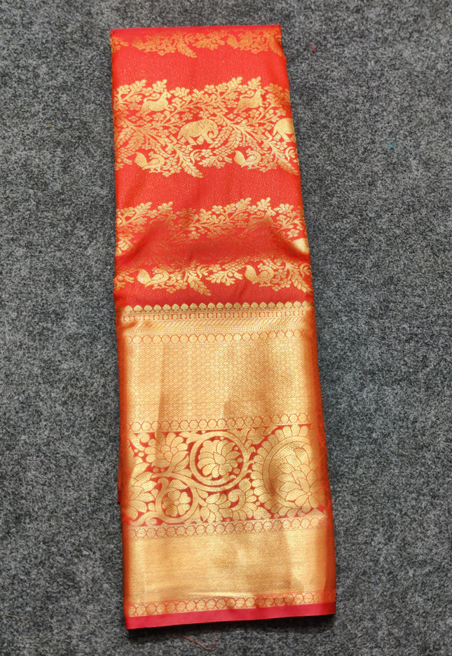 Kanchi pattu Semi Red Saree -KS53