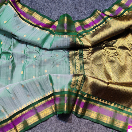 Gadwal Handloom Gap Border saree - GPS87