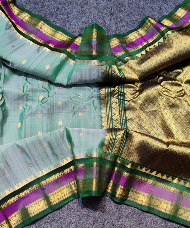 Gadwal Handloom Gap Border saree - GPS87