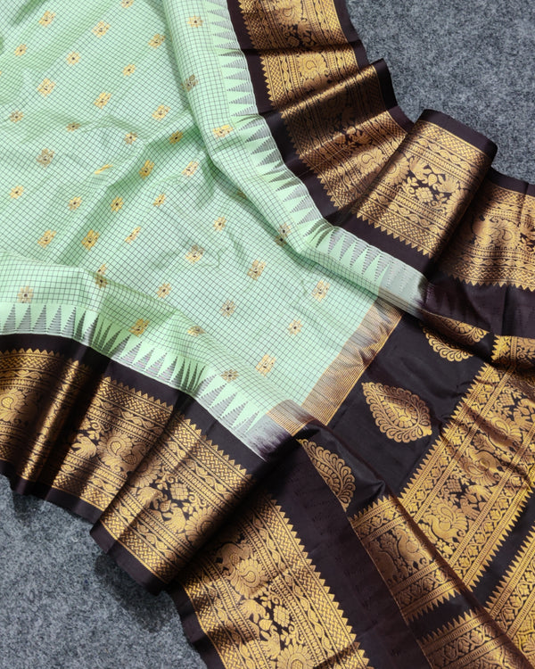 Gadwal check design pure silk- GPS24