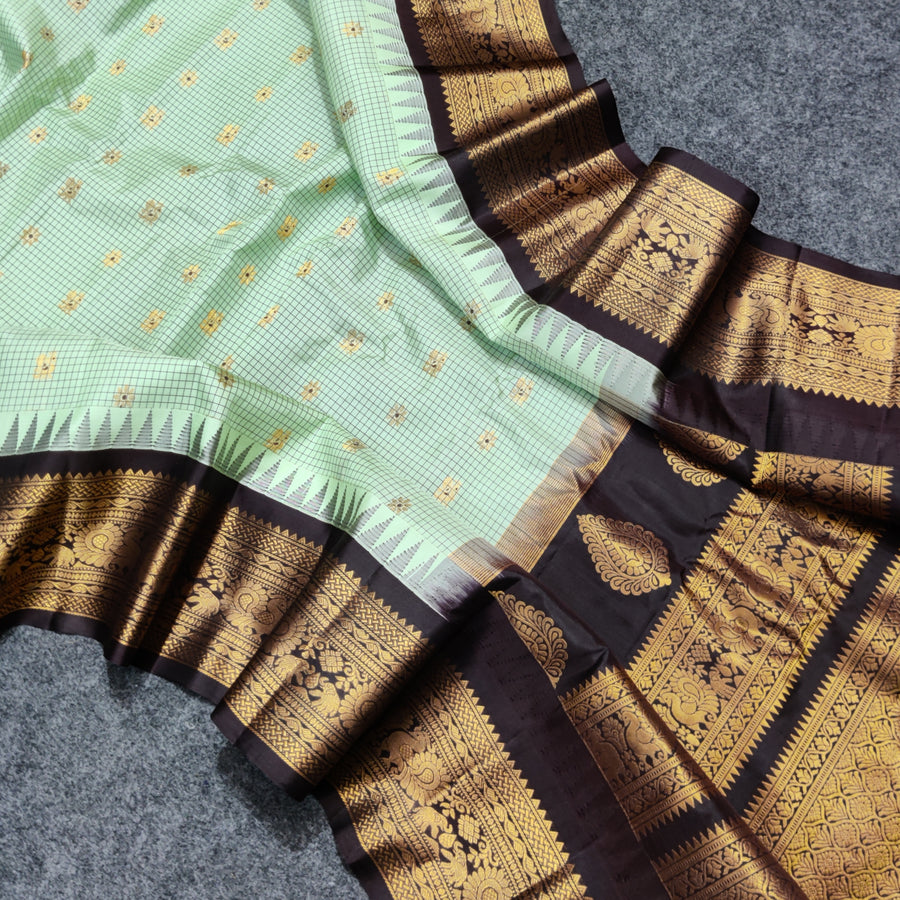 Gadwal check design pure silk- GPS24