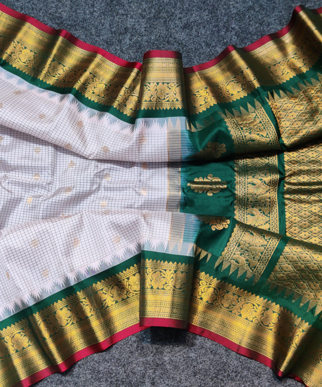 Gadwal Pure silk check Saree - GPS31