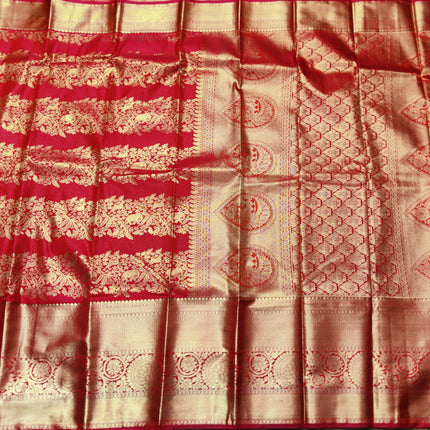 Kanchi pattu Semi Red Saree -KS53