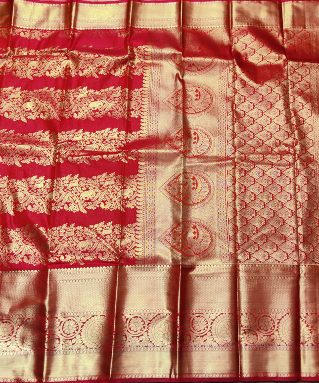 Kanchi pattu Semi Red Saree -KS53