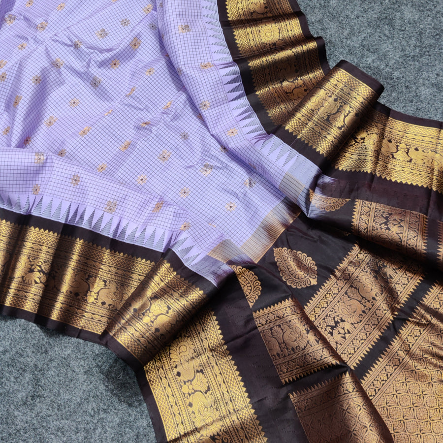 Gadwal check design pure silk- GPS22