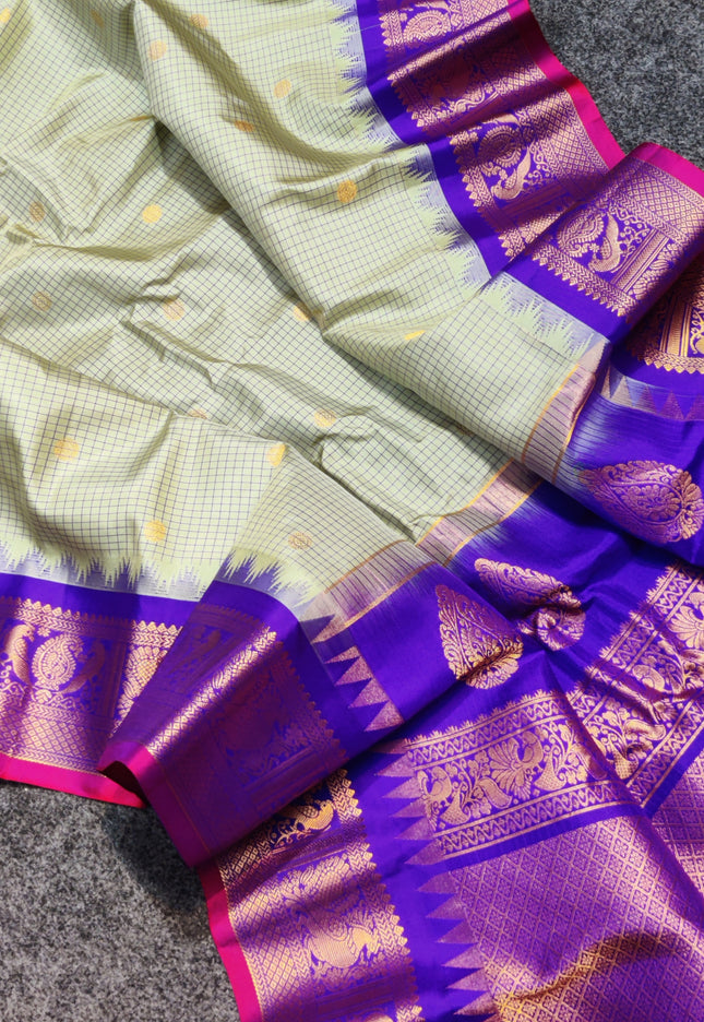 Gadwal Pure silk check Saree - GPS28