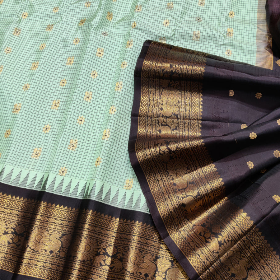 Gadwal check design pure silk- GPS24