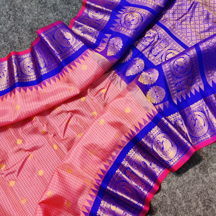 Gadwal Pure silk check Saree - GPS188