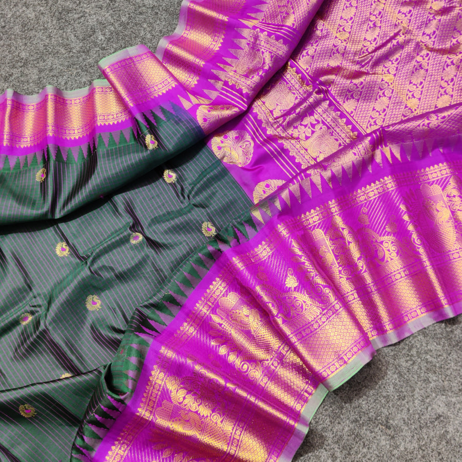 Gadwal check design pure silk- GPS34
