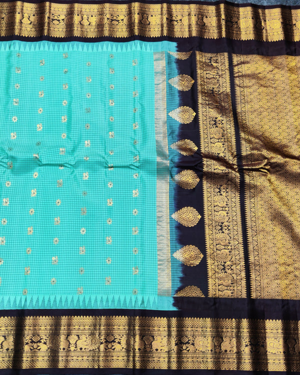 Gadwal check design pure silk- GPS28 alternate view