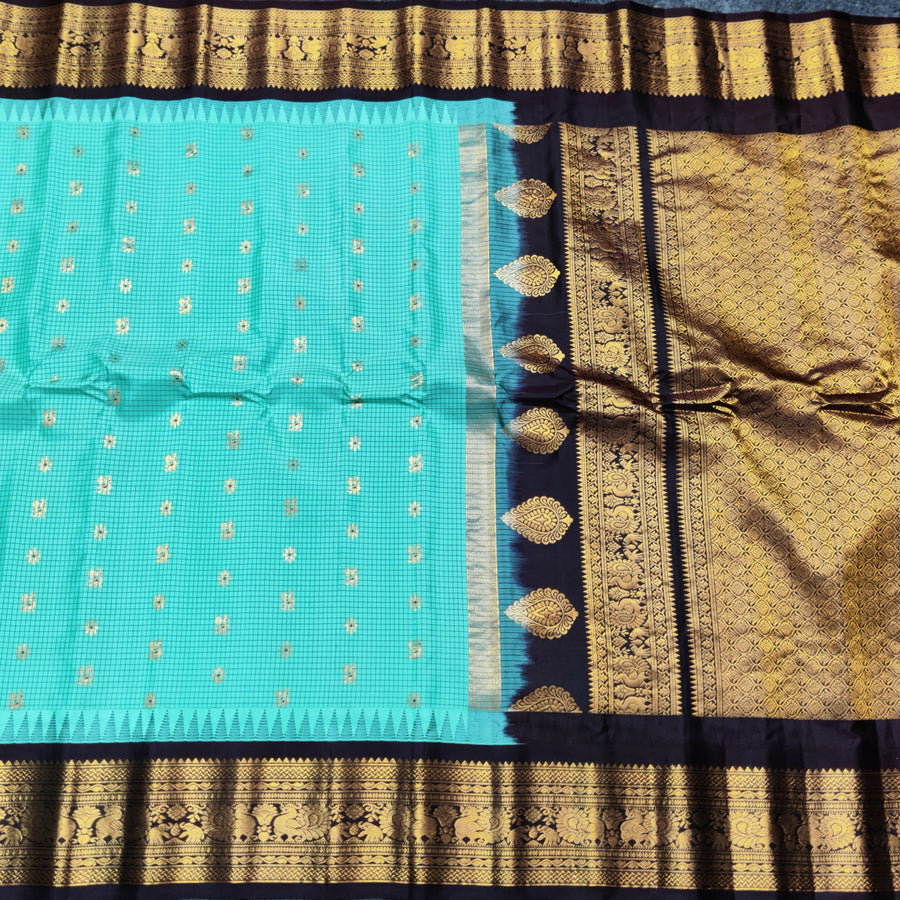 Gadwal check design pure silk- GPS28