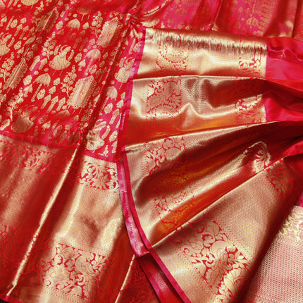 Kanchi pattu Semi Red Saree -KS50