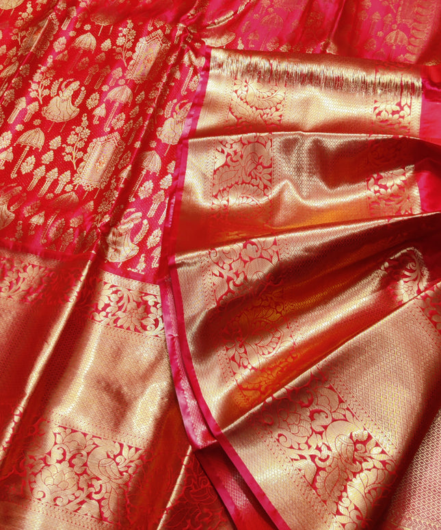 Kanchi pattu Semi Red Saree -KS50