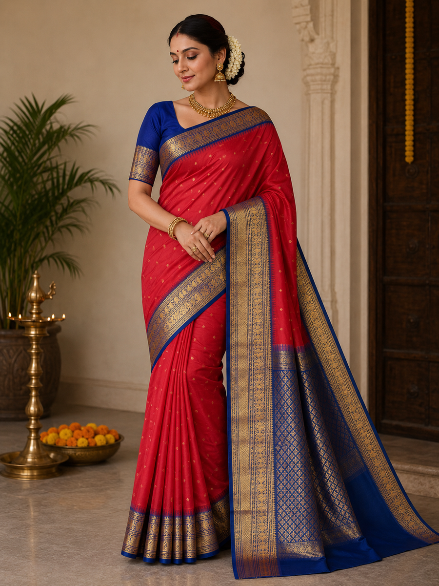 Gadwal Semi Silk Saree - GSM22