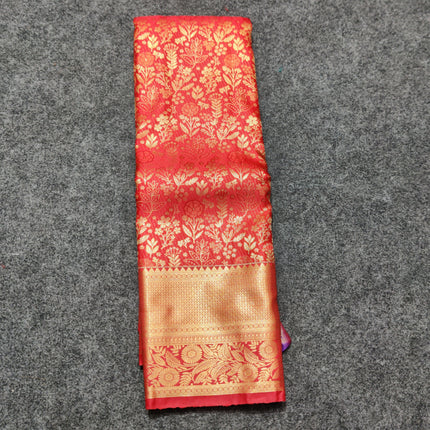 Kanchi pattu Semi Red Saree -KS56