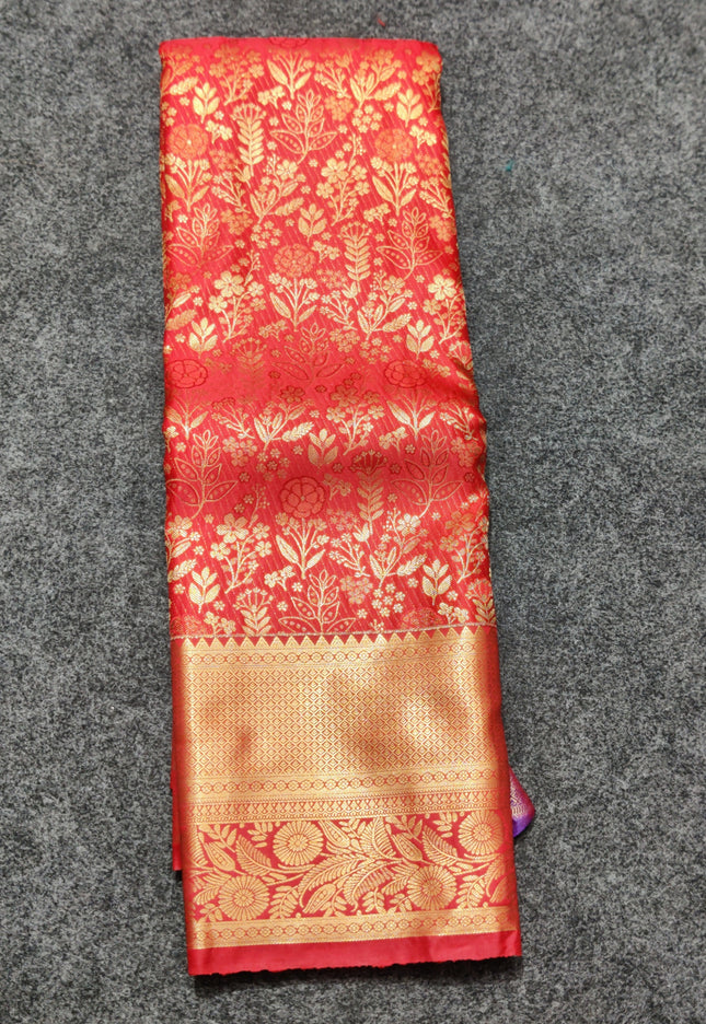 Kanchi pattu Semi Red Saree -KS56