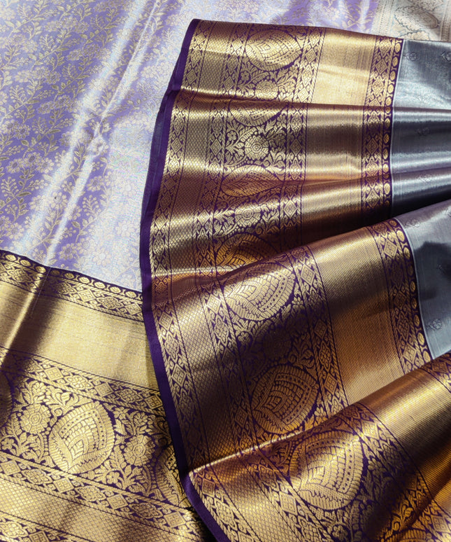 Kanchi pattu Semi Lavender Saree -KS35