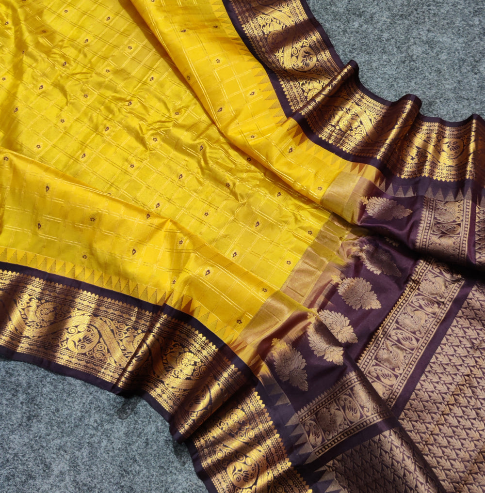 Gadwal check design pure silk- GPS46