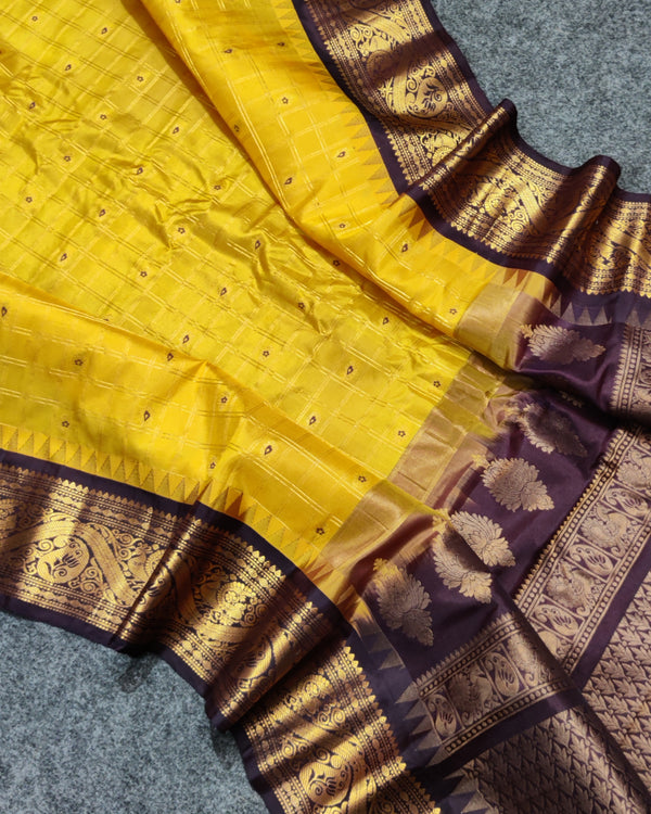 Gadwal check design pure silk- GPS46