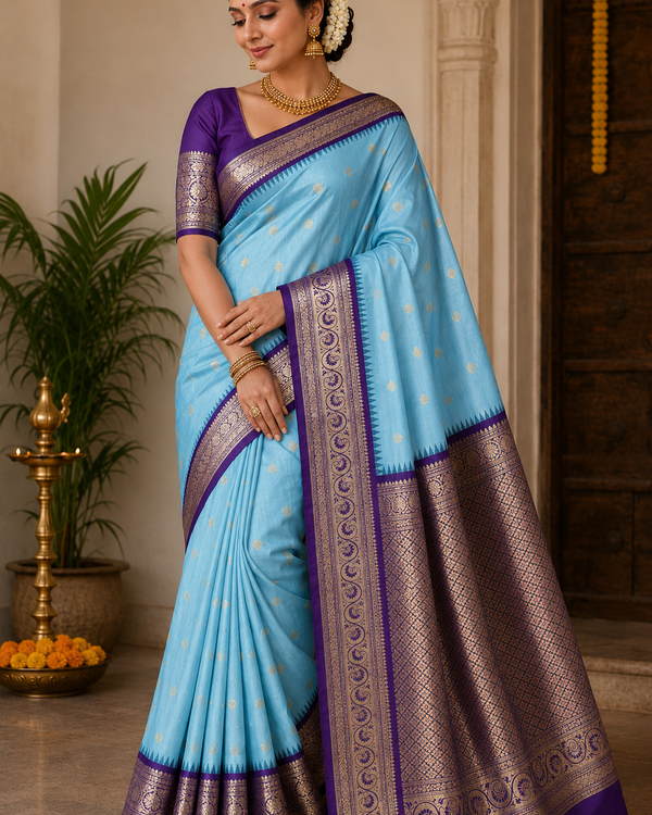 Gadwal Semi Silk Saree - GSM18