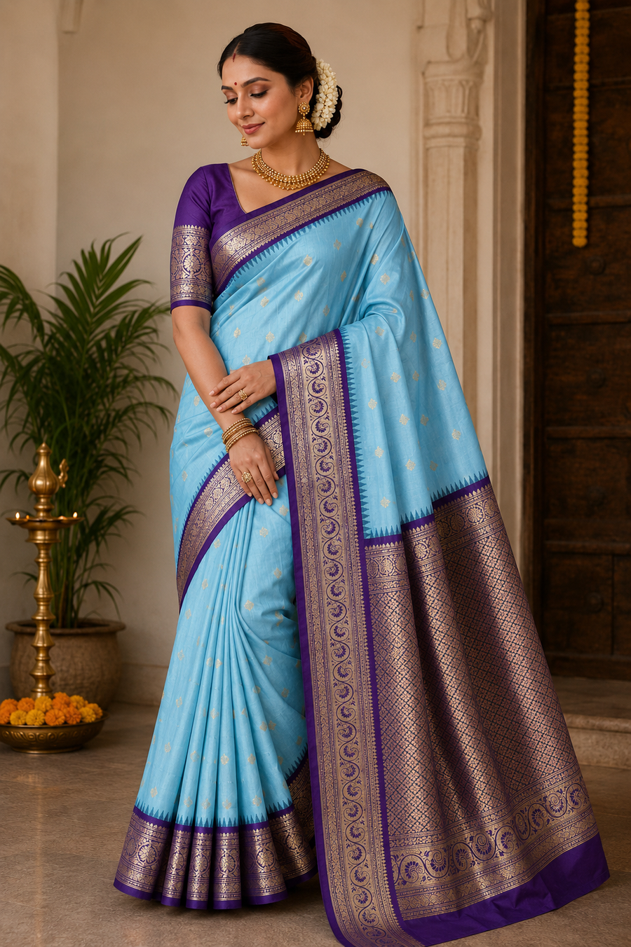 Gadwal Semi Silk Saree - GSM18