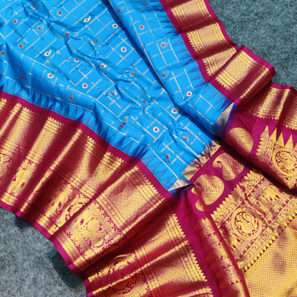 Gadwal Pure silk check Saree - GPS200