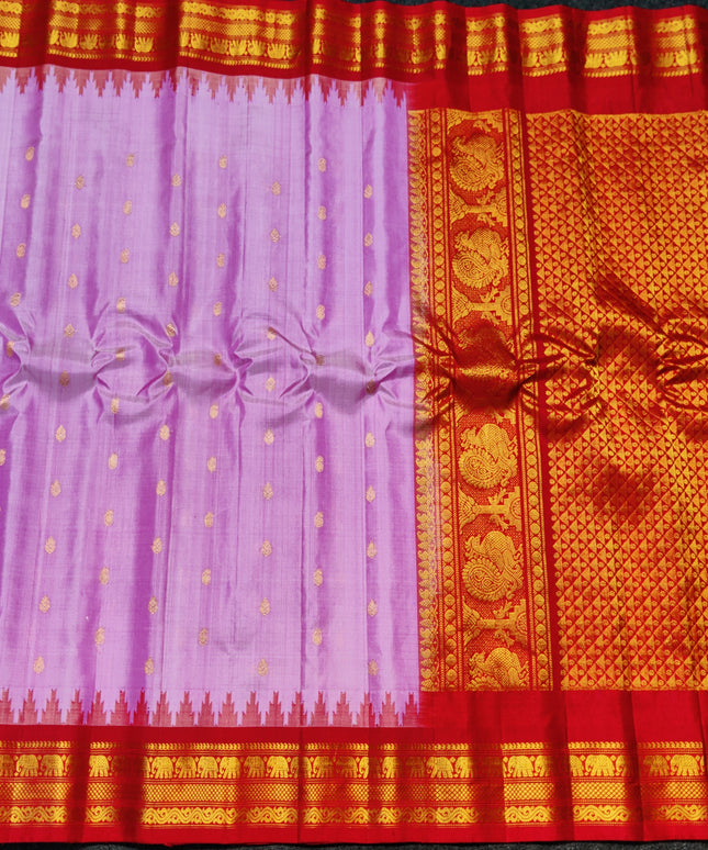 Gadwal Kuttu small border Handloom saree - GPS91