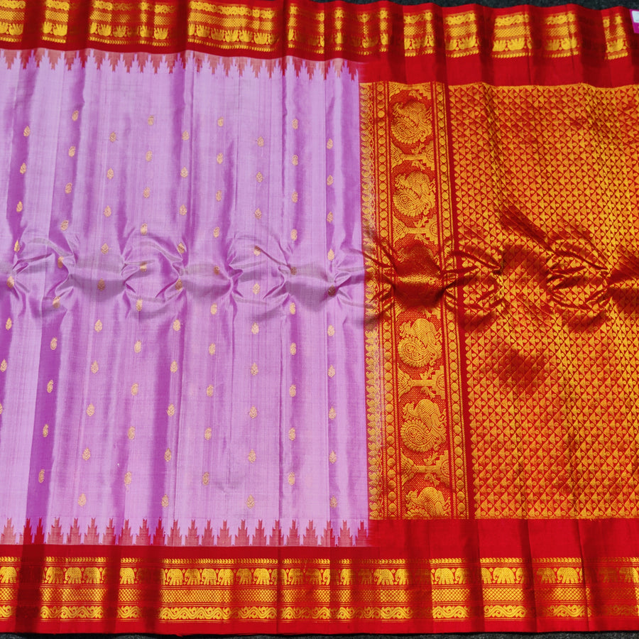 Gadwal Kuttu small border Handloom saree - GPS91