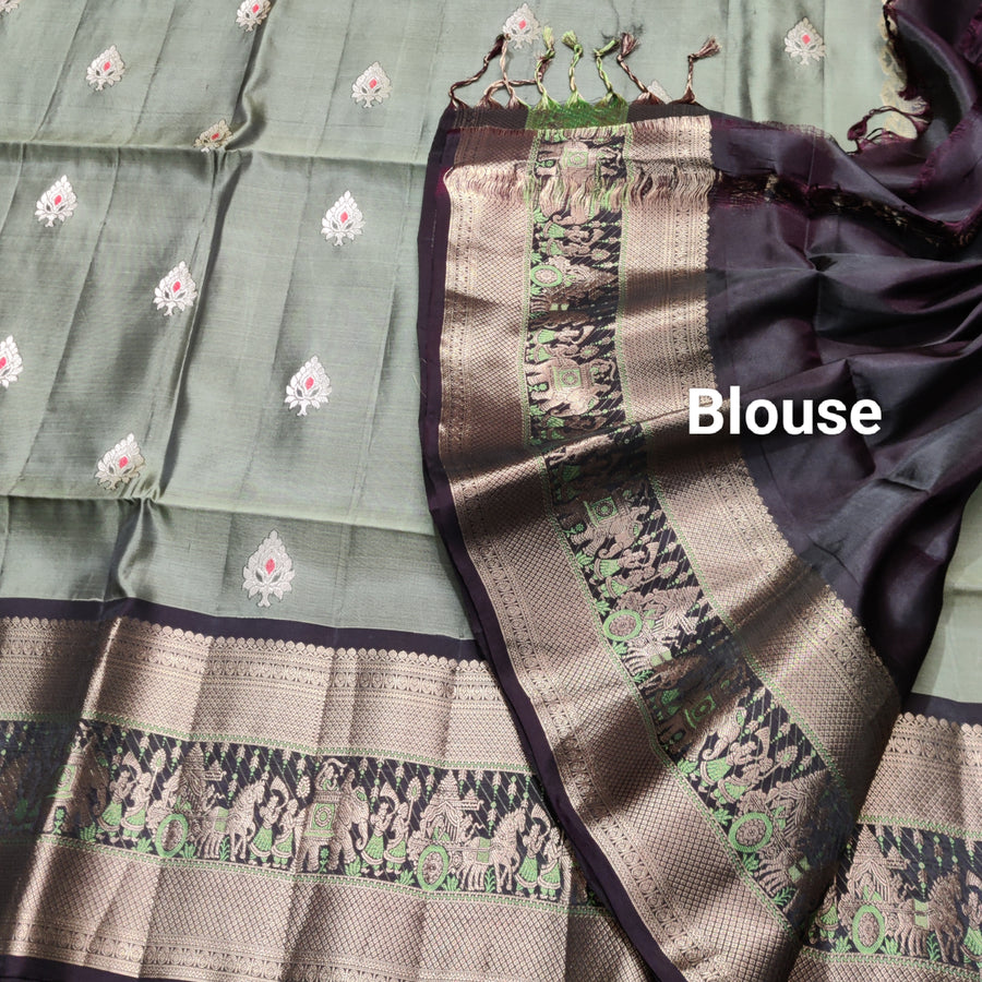 Meenakari kanchi lightweight pattu Saree - KMP140