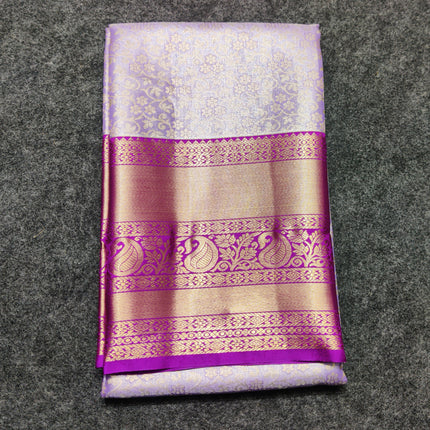 Kanchi pattu Semi Lavender Saree -KS38