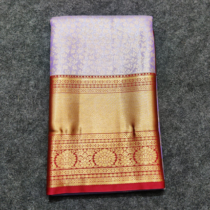Kanchi pattu Semi Lavender Saree -KS45