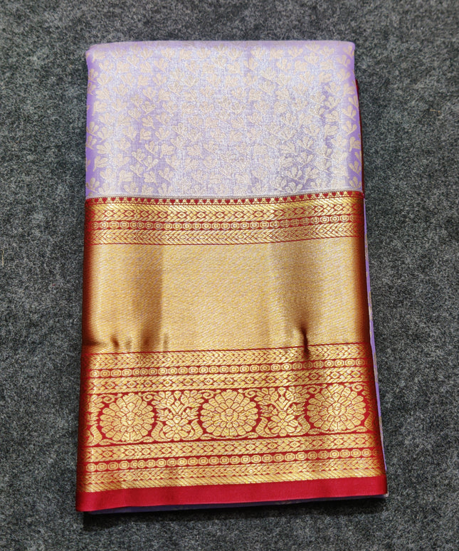 Kanchi pattu Semi Lavender Saree -KS45