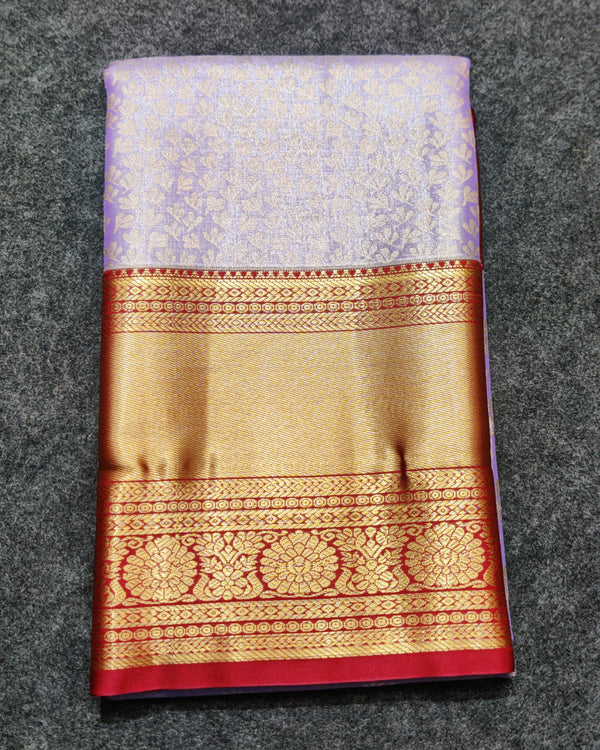 Kanchi pattu Semi Lavender Saree -KS45