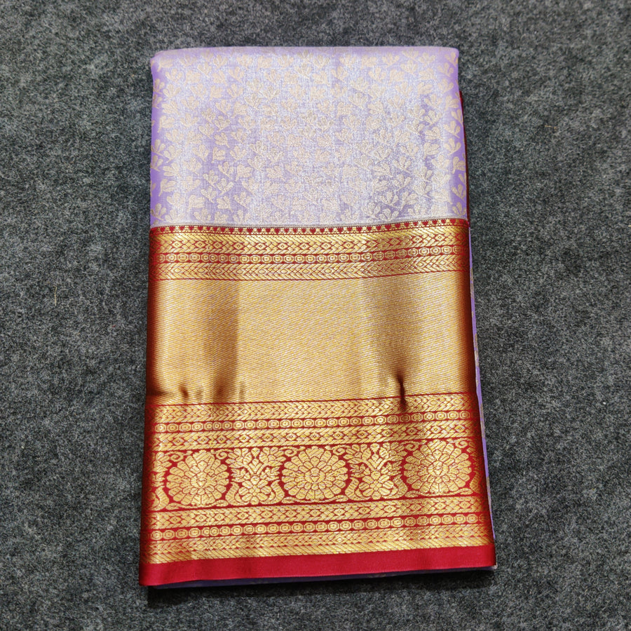 Kanchi pattu Semi Lavender Saree -KS45