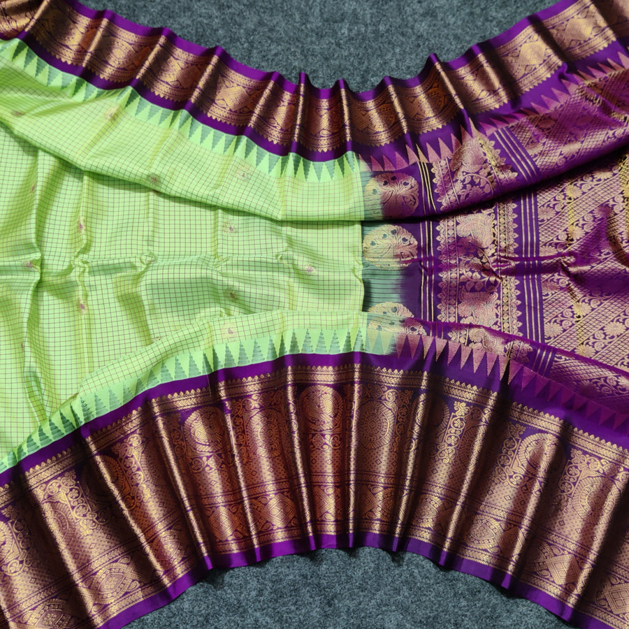 Gadwal check design pure silk- GPS33
