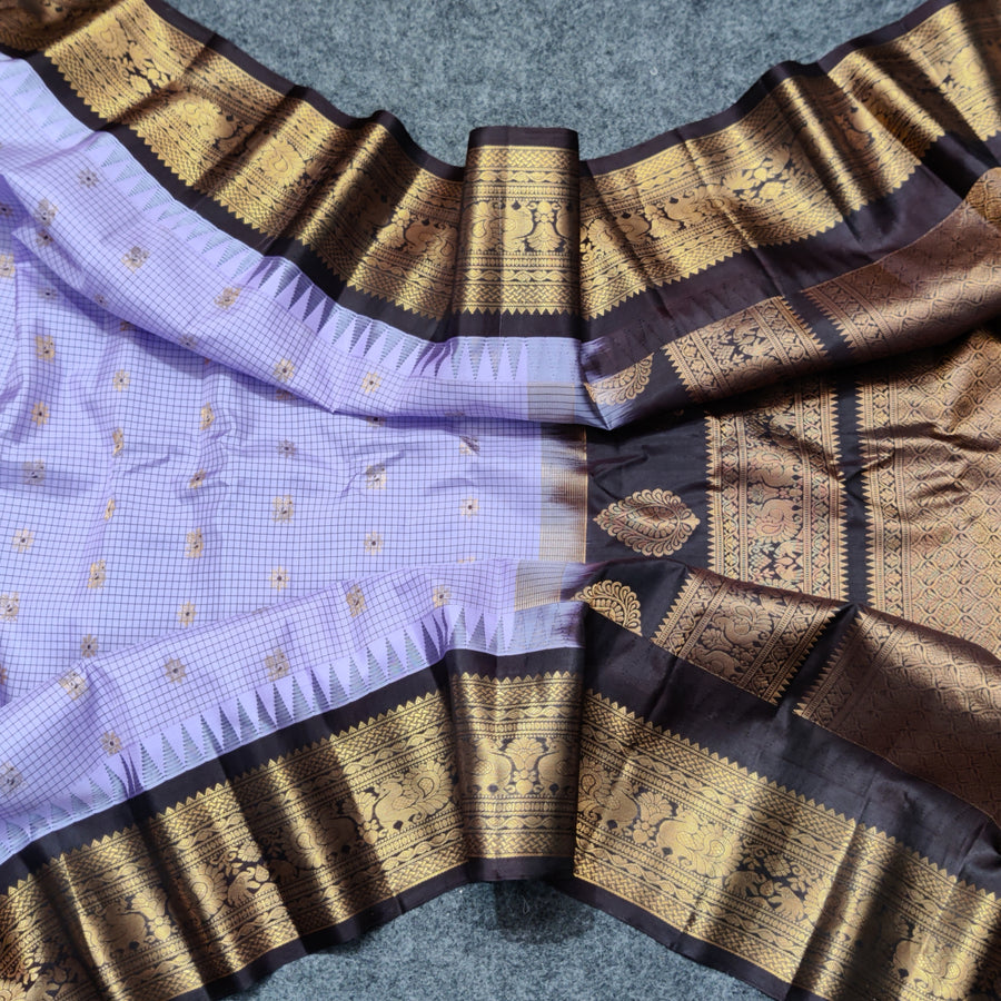 Gadwal check design pure silk- GPS22