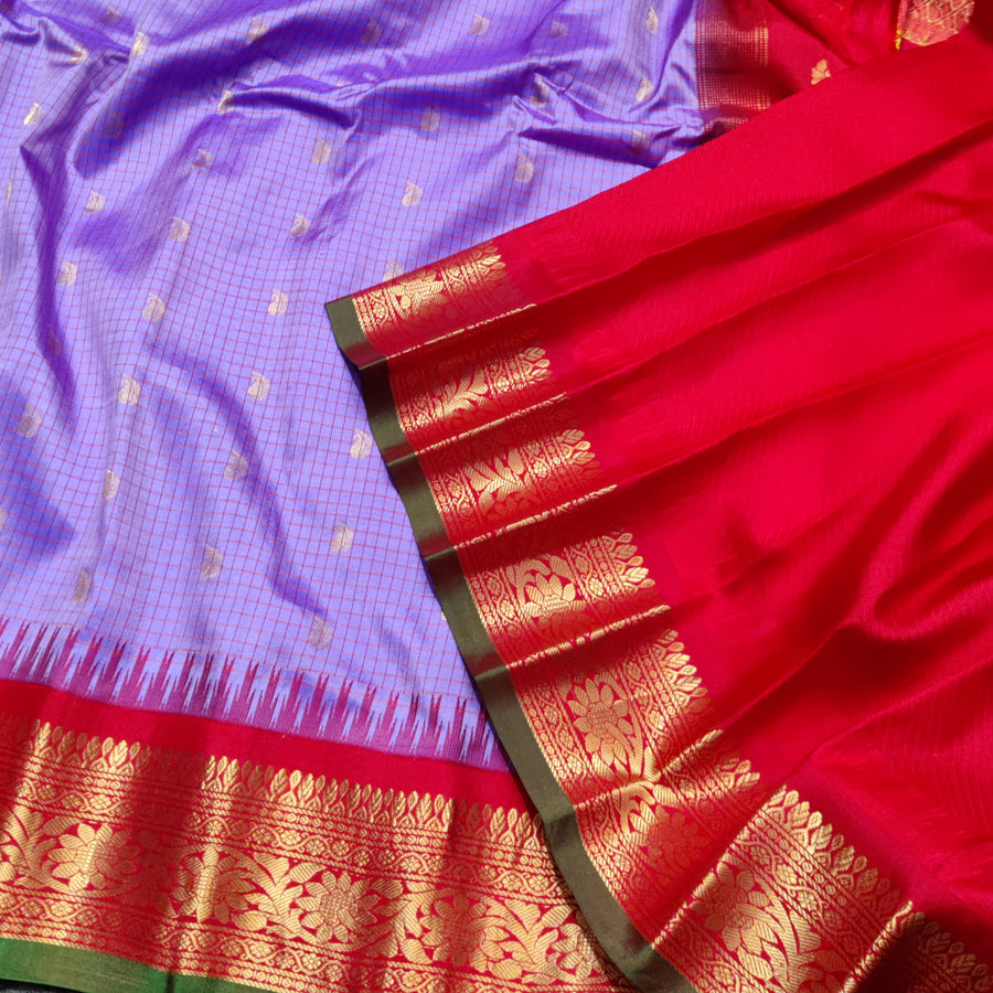 Gadwal check design pure silk- GPS09