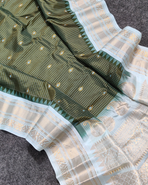 Gadwal check design pure silk- GPS47