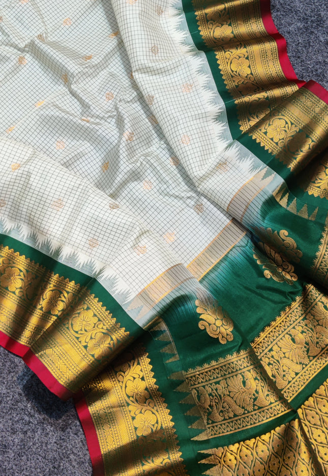 Gadwal Pure silk check Saree - GPS26
