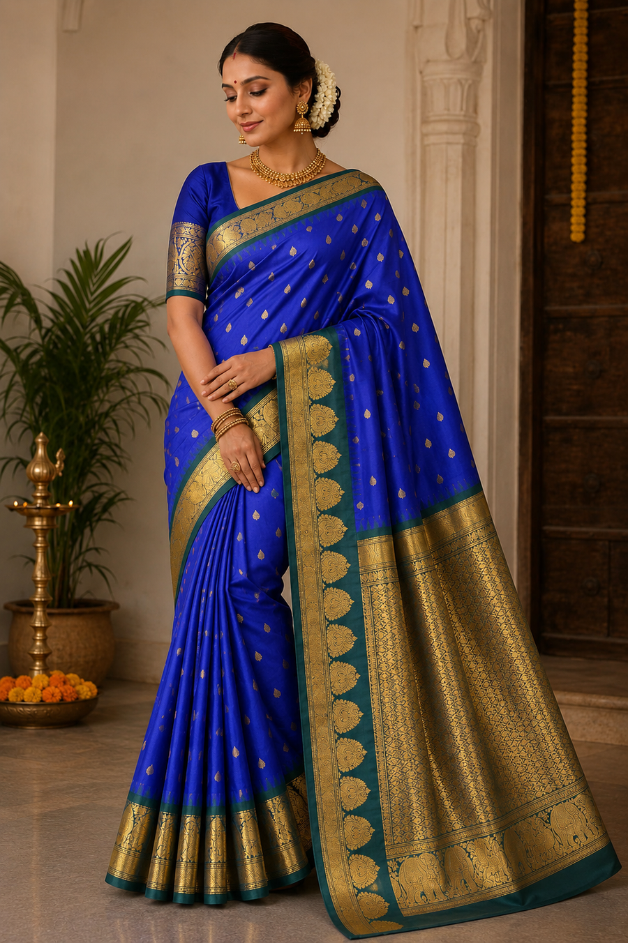 Gadwal Semi Silk Saree - GSM12
