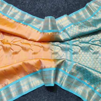 Gadwal handloom small border Pure silk saree - GPS214