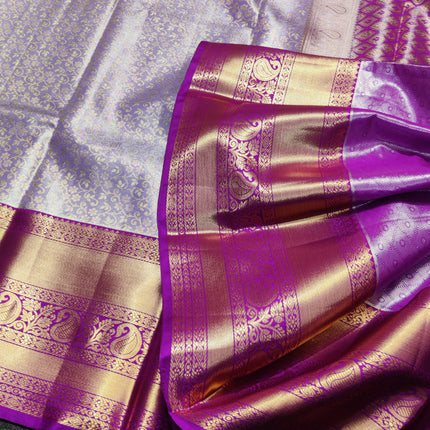 Kanchi pattu Semi Lavender Saree -KS38