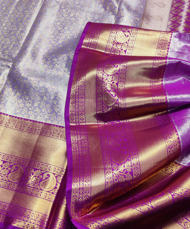 Kanchi pattu Semi Lavender Saree -KS38