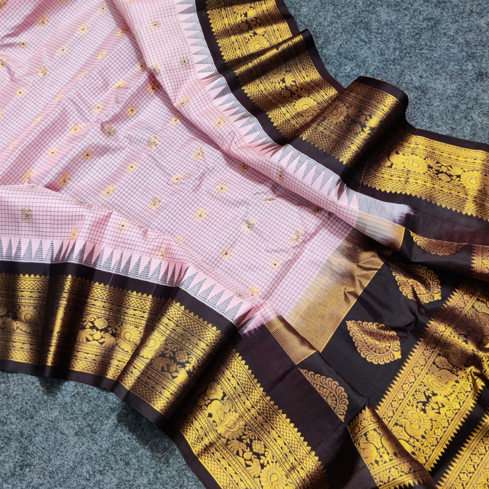 Gadwal check design pure silk- GPS30