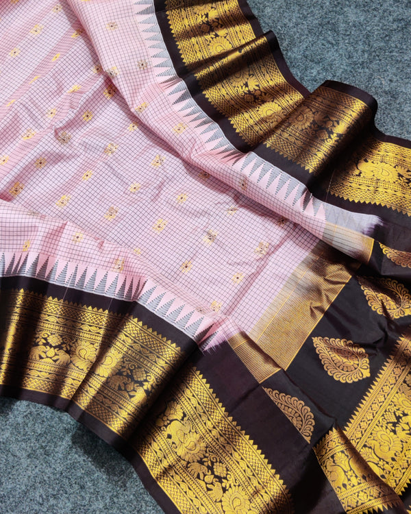 Gadwal check design pure silk- GPS30