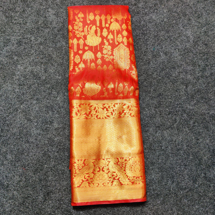 Kanchi pattu Semi Red Saree -KS50