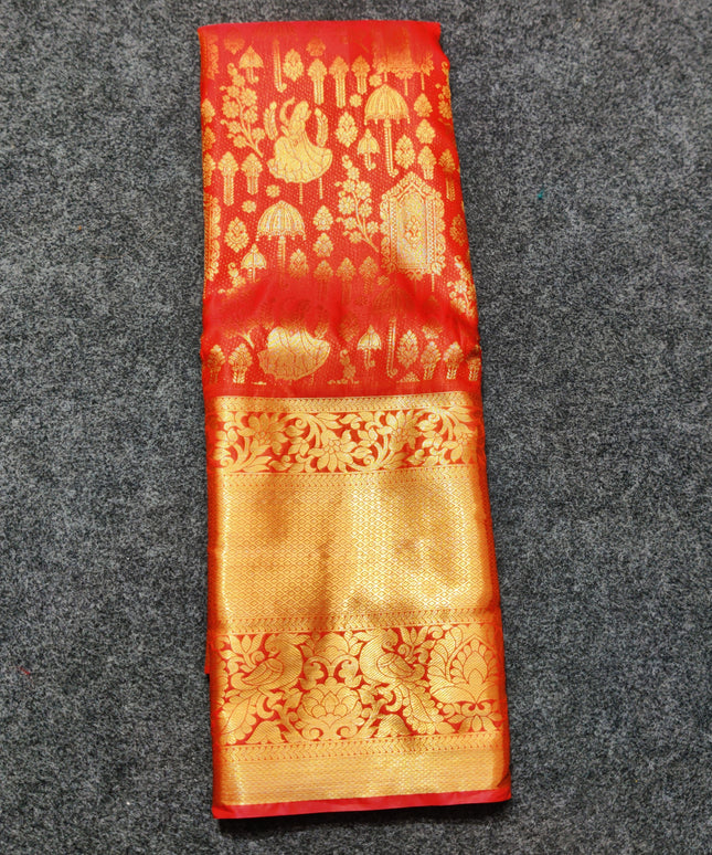 Kanchi pattu Semi Red Saree -KS50