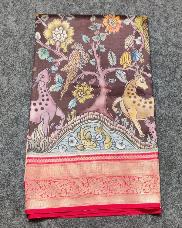 Pen Kalamkari Silk saree - KM03 alternate view